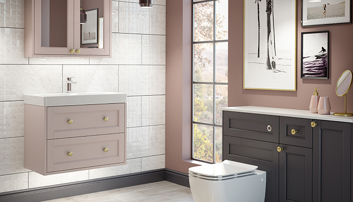Utopia’s new Rose Quartz is mixed with London Grey on its Roseberry furniture