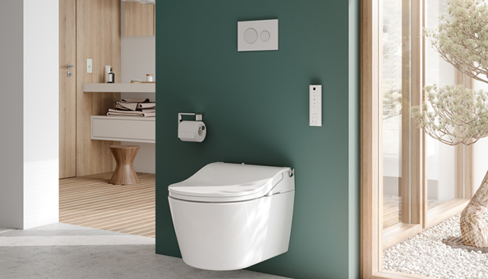Toto's Washlet RW is coated with a hygienic Cefiontect glaze and uses a powerful Tornado flush to thoroughly clean the entire toilet bowl