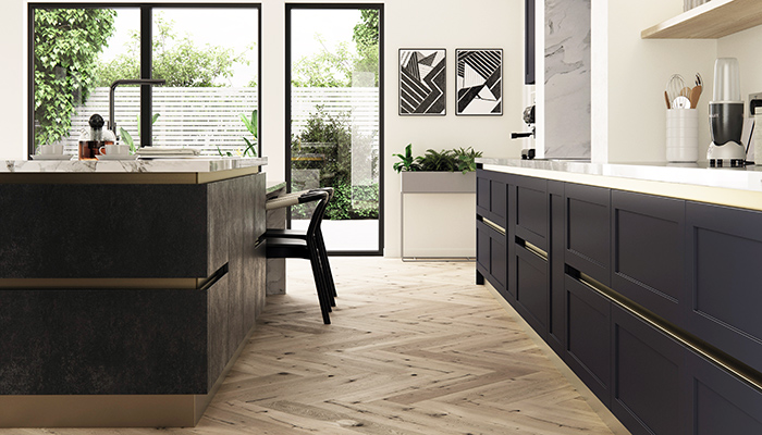 The handleless version of Mereway’s new Cambridge kitchen from the Cucina Colore range