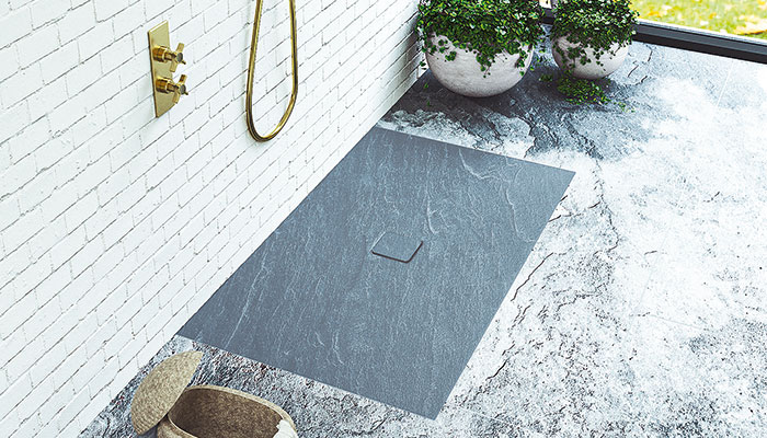 Matki’s Slate Effect shower trays are hand-built and hand-finished in Cornwall, precise attention to the surface finish