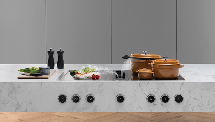 The Bora Professional 3.0 modular system offers a choice of cooktops with a 54cm depth, which can be freely combined with the extraction system