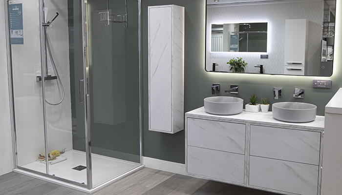 Bathrooms To Love new Perla Marble furniture range with marble-effect finish