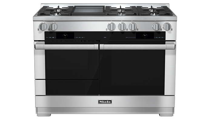 The Miele HR1956 G range cooker has 7 gas burners including a griddle and a wok ring