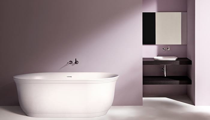 The Elgin bath, made from Sentec, features a Neo Classical oval design to create a statement look