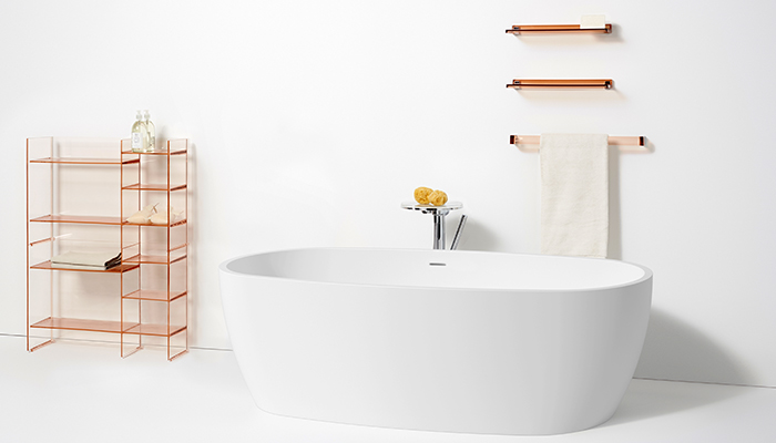 One of six new baths from Laufen, the Verbana, made from solid surface Sentec in a matt finish