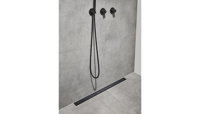 Unidrain’s Black linear drains can now co-ordinate with the brand’s accessories, such as corner shelves, toilet roll holders and hooks