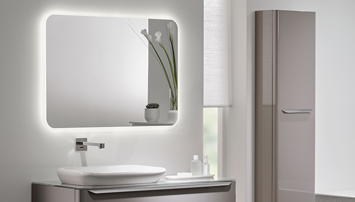 Geberit's myDay mirror features a de-mister function and integrated lighting