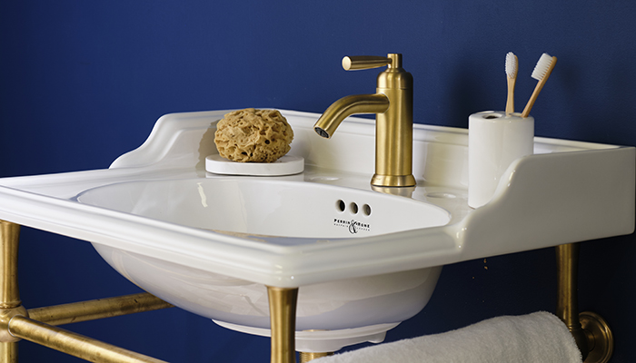 Perrin & Rowe’s new Langbourn single lever basin mixer in satin brass