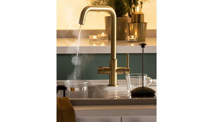 Abode's Pronteau Prothia 3-in-1 tap provides domestic hot, cold and 98°C instant steaming hot water, and is now also WRAS approved