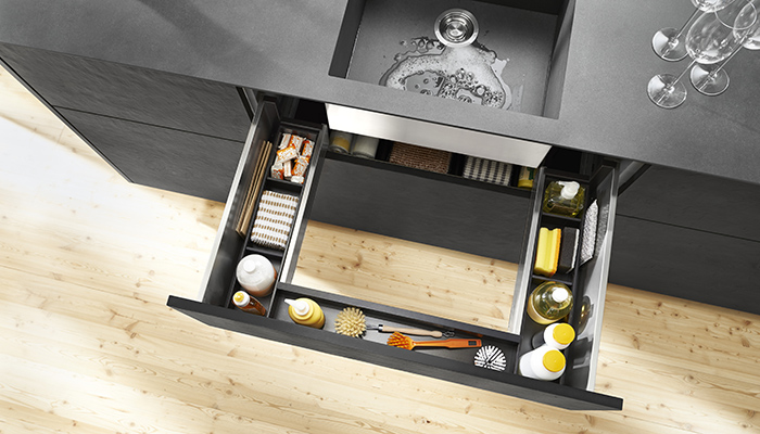 Blum’s sink drawer can be implemented with the brand’s standard Legrabox and Tandembox components