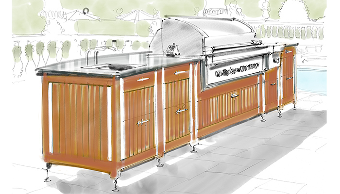 Hand drawn sketch for the new Garden Kitchen