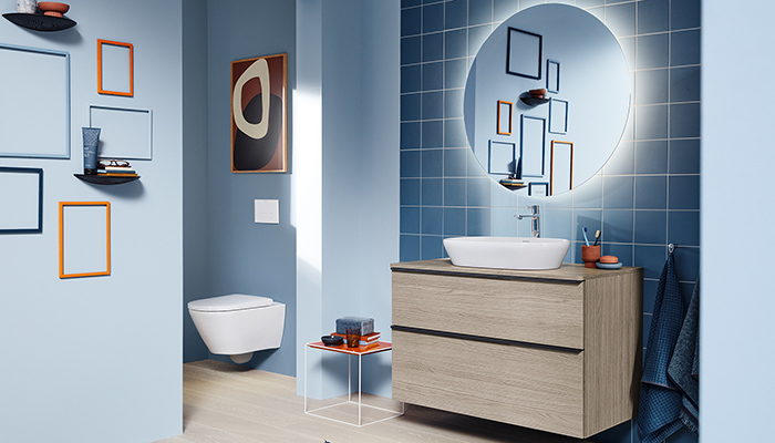 Duravit’s new D-Neo furniture comes in widths ranging from 410mm to 1400mm, and is designed to complement the range’s broad selection of washbasins. It comes in 13 finishes, including three new wood-look décors – shown here is the new Oak Terra finish