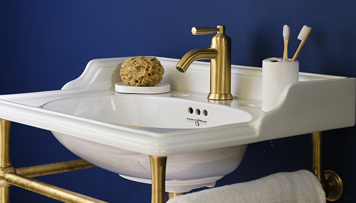 Perrin & Rowe's Langbourn 3870 Single Lever Basin Mixer in Satin Brass