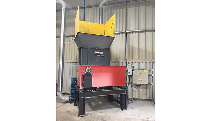 The Weima Shredder through which all MDF and MFC offcuts go en route to the storage bunker