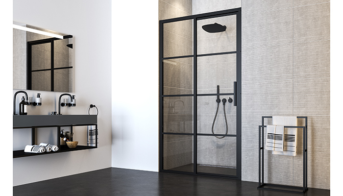 Designers can create a striking wet room space with Impey’s Crittall-style Soho sliding door, which features a soft-open and close, and 8mm safety glass. The matte-black steel framing is only to the exterior of the glass, designed to allow easy cleaning on the inside