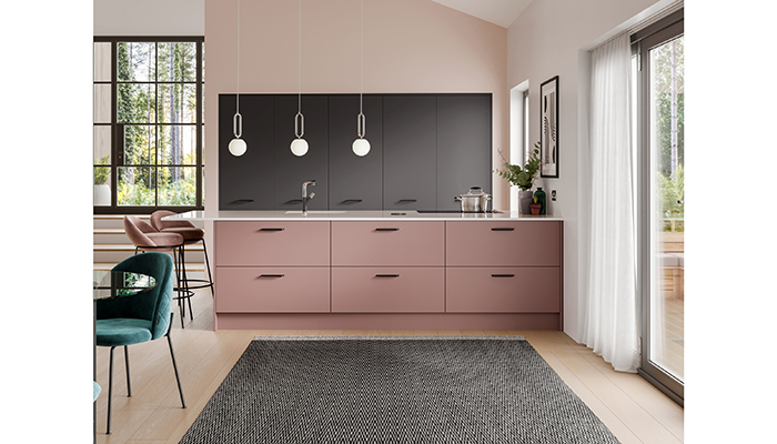 Alta kitchen in Anthracite and Dusky Pink