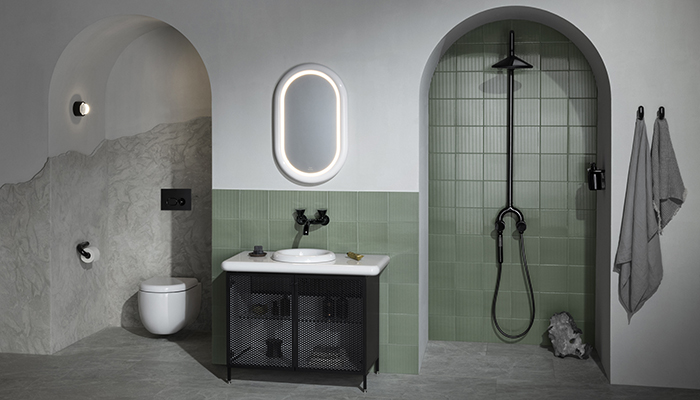 The new Liquid collection includes wall tiles, in 5 colours and 5 designs featuring embossed dots and waves