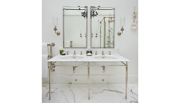 Double Lowther vanity basin with Arabescato marble