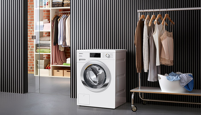 Miele’s 9kg WEG365WCS model has an A energy rating, and with a honeycomb drum to protect garments it can be controlled remotely by voice control via Alexa or through Miele’s app