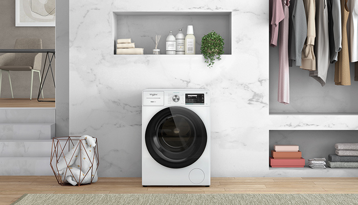 Whirlpool’s 10kg SupremeSilence washing machine has an Extra Silence cycle that operates below 60dB for its duration. Its 24 programmes include Steam Hygiene, which Whirlpool says removes 99.99% of bacteria from laundry