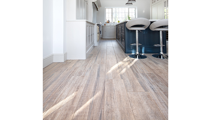Henbury Antique Oak wood-effect tiles tick all the boxes and unlike real wood, are suitable for underfloor heating