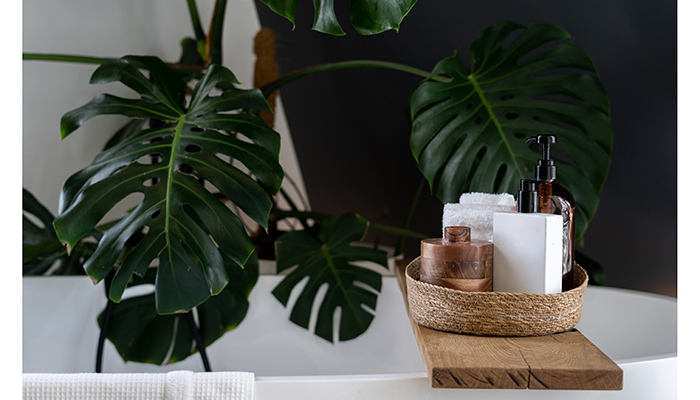 Introducing plants to a scheme can enhance the bathroom experience