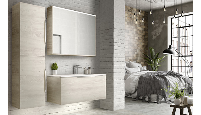 Halo wall-mounted furniture in Sandwashed White from Utopia Bathrooms
