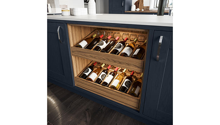 Wine Drawers in Tuscan Walnut by Masterclass Kitchens