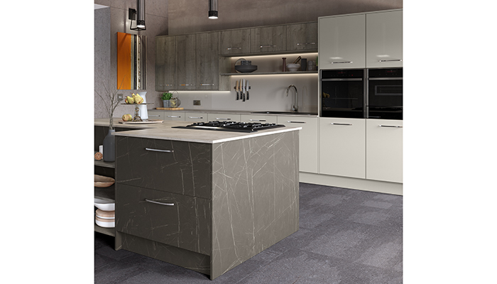 Madoc Driftwood, Lumina Highland Stone and Milano Truffle Pietra by Masterclass Kitchens