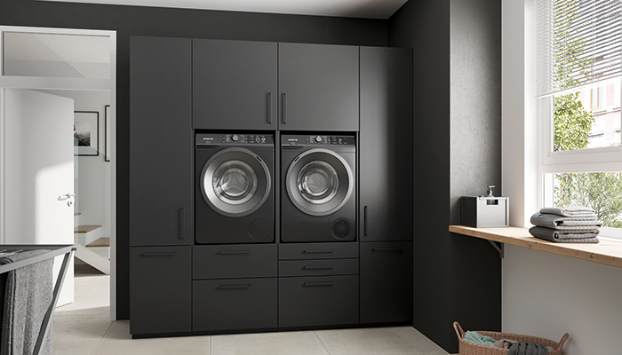 New laundry solutions from Rotpunkt, available in the same finishes as its kitchens