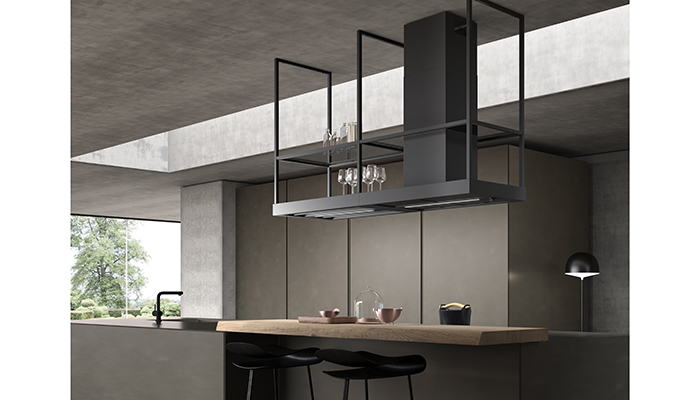 Faber’s recently launched T-Shelf hood is designed to make a statement in an industrial or contemporary-styled kitchen. It provides powerful extraction while offering a unique display space, and a double LED bar dimmer to illuminate the hob and worktop below