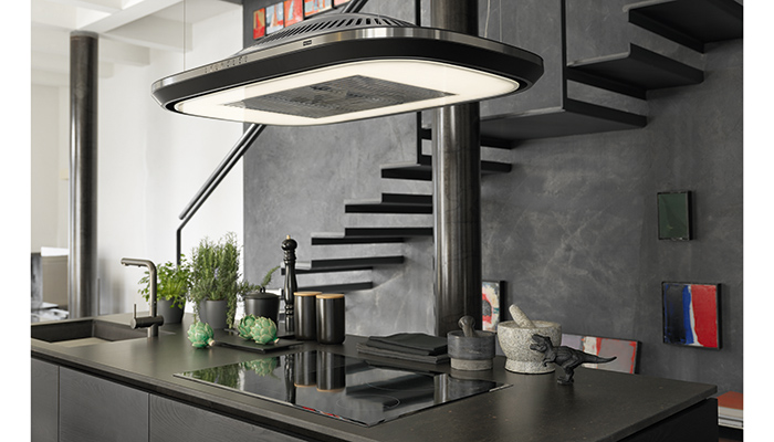 With its organic, curvaceous design and suspended installation, Franke’s A rated Cloud recirculation extractor hood offers clever features to keep the kitchen free of unwanted cooking smells. It features illuminated touch controls, three speeds plus intensive and sophisticated LED lighting with a built-in sensor that automatically adjusts the brightness to suit the ambient surroundings