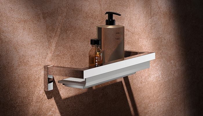 This chrome-plated and aluminium shower shelf is part of Keuco’s Edition 90 Square range of brassware and accessories, which features strong contours and precise 90° angles 