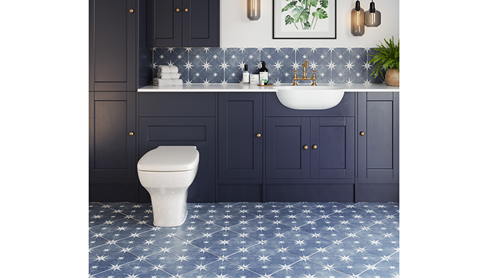 4 – Tile distributor Verona hopes to impress with two new tile collections on its stand at the show. Vincent, shown here, offers a star motif with timeless appeal, and is available in three colourways. This design features a range of subtly different background designs, so the overall look is less uniform and more artisanal
