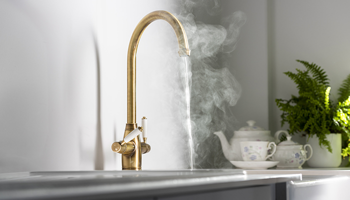 The new Pronteau ProTrad steaming hot water tap with traditional styling, available in 3 in 1 and 4 in 1 models