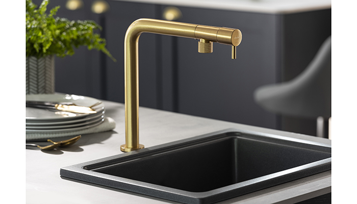From the Distinctly Abode collection, Agilis is designed as a hygienic solution, since it is turned off and on by a flick of the switch at the end of the handle, using the back of a hand, wrist or forearm