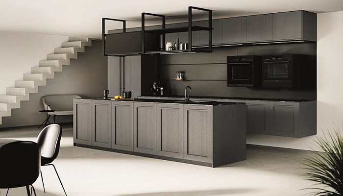 Rotpunkt has given the classic Shaker-style kitchen a modern makeover with its solid oak, handleless Comfort door, pictured in Lava, an on-trend grey finish. The architectural ceiling frames and modular wall-panel storage system provide designers with more opportunities to enhance the contemporary aesthetic 