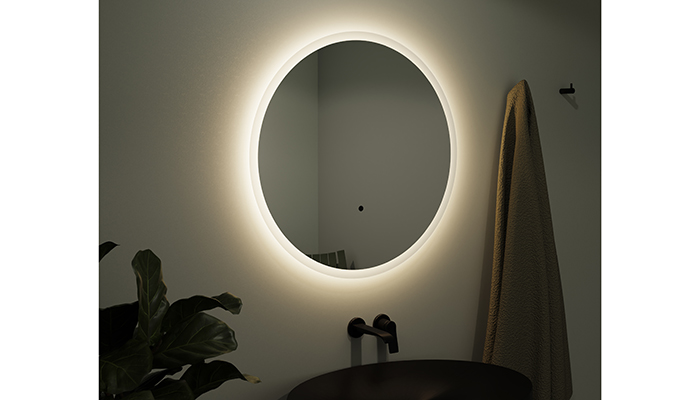 Bright, glowing and gorgeous, the Edison round mirror, designed by Origins Living, allows the end user to create their own individual ambience with colour temperature control from warm to cool white lighting
