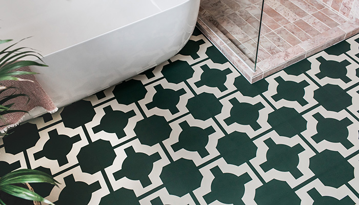 Created by award-winning British designer, Neisha Crosland, Harvey Maria’s Limited Edititon Parquet LVT is shown here Hunter Green – a rich, deep shade that introduces a heritage aesthetic to both traditional and contemporary interiors