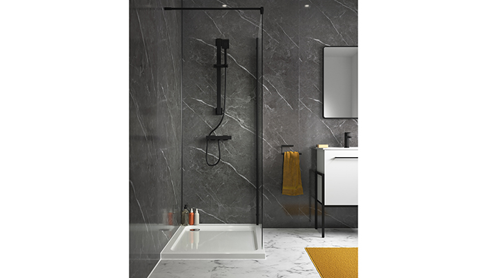 Splashpanel Premium PVC bathroom wall panelling in Pietra Anthracite