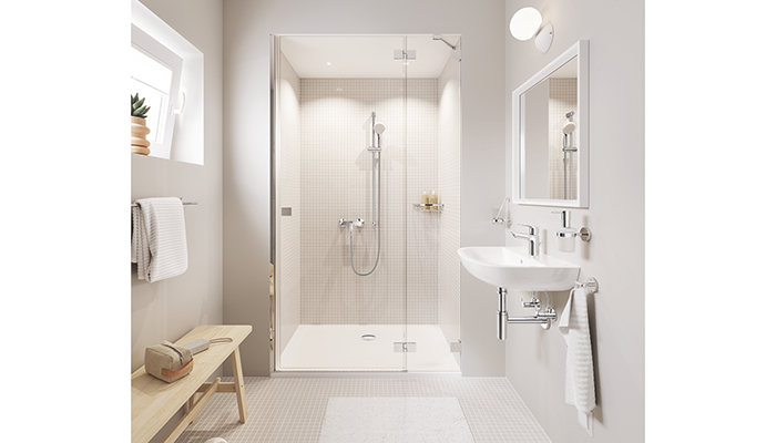 Grohe bathroom featuring BauLoop single-lever shower mixer
