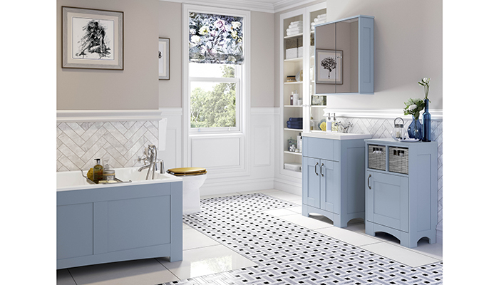 The Knightsbridge collection from Mereway Bathrooms is offered in three finishes; Light Grey Matt, Pumice Matt and Sky Blue – the perfect shade for a light and airy bathroom design