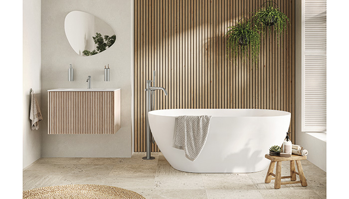 Limit, the new bathroom collection from Crosswater, fuses functionality with harmonious design to deliver bathroom furniture that pays homage to both Japanese and Scandinavian design. The wall-hung units are enhanced with striking 3D slats, perfectly spaced to deliver on-trend texture and subtle luxury. In addition to delivering style, these uniform lines divert the gaze away from the edges of the room, presenting a space that appears instantly larger. The Limit Single Drawer Unit is available in two sizes, 500mm and 700mm, and two finishes, including Steelwood and Modern Oak