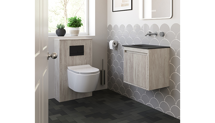 Designed for cloakrooms, Crosswater’s Flute range is available in floor standing or wall hung options, in Nordic Oak and Windsor Oak, both of which feature anti-bacterial properties