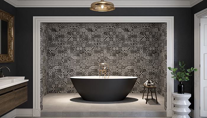One of Mermaid Panels’ bestsellers last year, Abruzzo features a monochrome colour scheme and mosaic style design. From the Elite range, these panels have a matt finish with a 100% waterproof core  