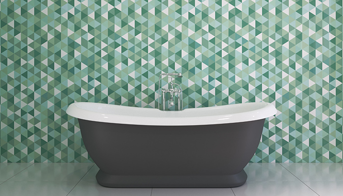 Featuring an abstract pattern, which Bushboard says is hard to achieve with tiles alone, Aqua Kaleidoscope is one of the latest addition’s to the Nuance Acrylic wall panel collection