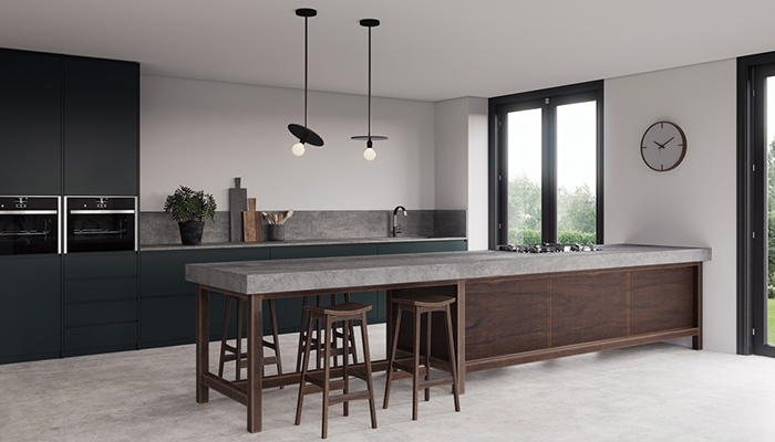 Combining the feel of concrete with the rugged good looks of stone, Caesarstone’s 411 Concrita, from the Porcelain collection, is layered with various shades of grey, and has an Ultra Rough finish
