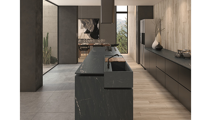 Dark and sophisticated, Ceralsio Belvedere Black from CRL Stone is a ceramic surface which will make a striking impression with its marble-inspired pattern. It’s available in a polished or natural finish and in three thicknesses – 6, 12 and 20mm