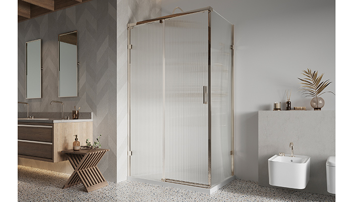 Designers can create a splendid showering setup with Roman’s Liberty sliding door with fluted glass in polished nickel finish. Offering superb functionality with silent and ultra-smooth running roller bearings and a soft cushioned close system, it also features a quick release door system for easy cleaning