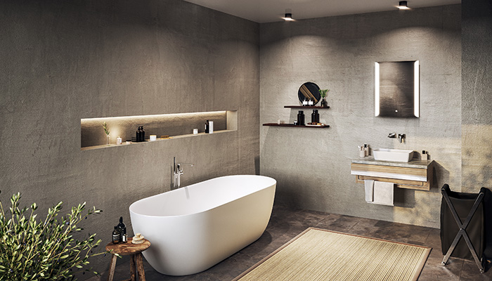 The Ivy range, seen here in chrome, includes a choice of basin mixers as well as a freestanding bath shower mixer